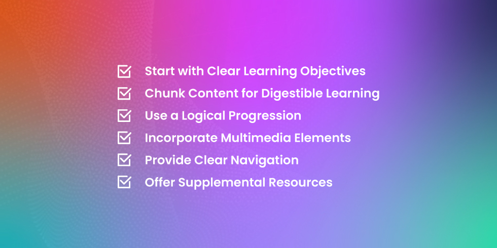 Best practices for organizing online course content